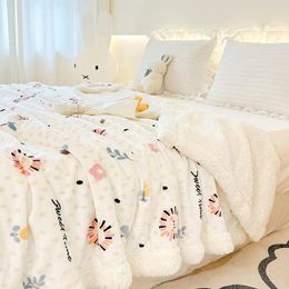 Blankets Double-layer Lamb Wool Blanket Ins Wind Office Nap Student Milk Coral Velvet Cover Can Be Used As A Quilt Set