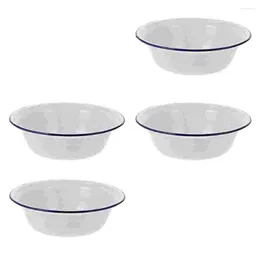 Dinnerware Sets 4 Pcs Enamel Bowl Simple Basin Creative Baking Pans Nut Household Enamelware Soup Thermal Paste