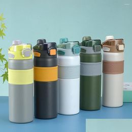 Water Bottles Insated Cup Easy To Large Capacity Stainless Steel With St Portable Outdoor Mug For Sports Life Drop Delivery Home Gar Dhmps