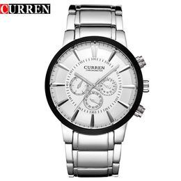 CURREN watch Retro Design Fashion Full Steel Quartz Male Clock NEW Mens Sports Wrist Watches Dropship Relogio Masculino Reloj Homb255n