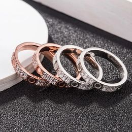 Luxury Stainless Steel 18k Gold Love Ring With Crystal For Woman Jewelry Rings Men Wedding Promise Rings For Female Women Gift Engagement with box