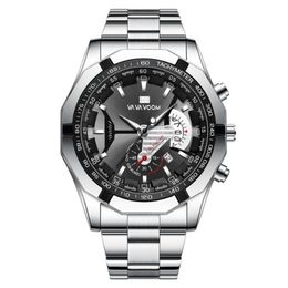 High Quality Leisure Sport Luminous Pointer Stainless Steel Mens Watch Quartz Watches Calendar Smart Male Wristwatches VAVAVoom Br265A