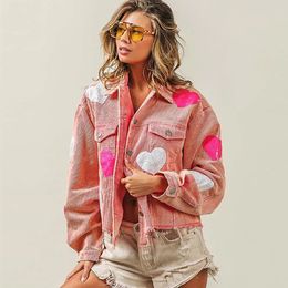 Womens Jackets 2024 Pink Heart Happy Vals ValentineS Day Gift Jacket Girl Cute St Valentine Clothing For Her 231218