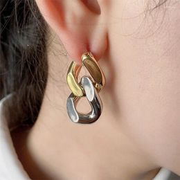 Stud Earrings 2023 Thick Chain Gold And Silver Color Patchwork Metallic Hip Hop Chic Removable