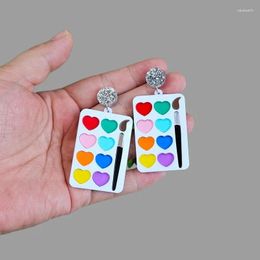 Dangle Earrings Creative Colorful Palette Fashion Artistic Paint Plate Acrylic Earring Love Painting Girl Jewelry Gift