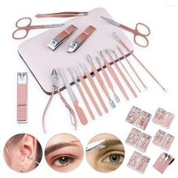 Nail Art Kits Stainless Steel Clipper Manicure Set Multi-quantity To Choose Rose Gold Ear Pick Grooming Kit Cuticle Tools