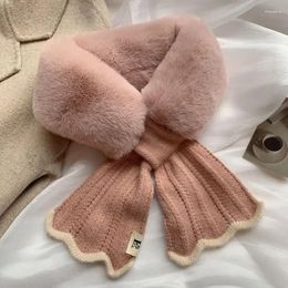 Scarves Fur Neck Women's Autumn Winter Korean Version Thickened Imitation Rex Hair Warm Knitted Plush Cover Fish Tail Cross