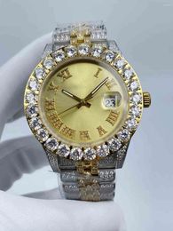 Wristwatches "Men's Diamond Watch - Full Roman Face Waterproof Calendar Window Precision Steel Strap
