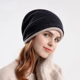 Berets Winter Solid Colour Hip Hop Hats Unisex Bonnet Cap Elastic Skullies Beanie Women Soft Warm Knitted Wool Hat Casual