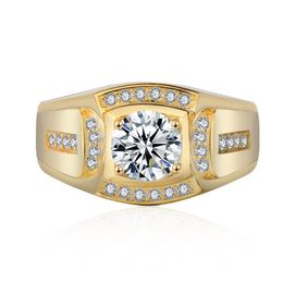 Explosive Accessories Ring Domineering Business Men Imitation Gold Ring 18k White Gold Plated Diamond Ring Supply300u
