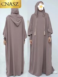 Ethnic Clothing Traditional Muslim Modest Dresses Wrinkle Polyester Ramadan Abaya Islamic Hoodies Turkey Sports Robe Fashion