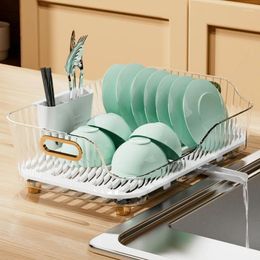 Kitchen Storage Shelving Box Tray Household Bowl Holder Drain Rack Counter Top Cupboard Supplies