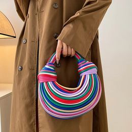 Evening Bags 2023 Fashion Colorful Noodle Bag Suitable for Women High Quality PU Handbag Cute Wallet and Designer Dinner 231219