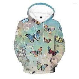 Men's Hoodies Temperament Khaki Hoodie Vintage Butterfly 3D Printed Long Sleeve Top Hip Hop Casual Sweater Daily Loose Comfortable Hoode