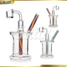 Hittn 5.5 Inches Mini Dab Rig Oil Rigs American Color Smoking Water Pipe Bong with 14mm Quartz Banger Accessories 2024 New