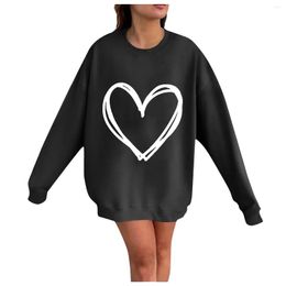 Womens Hoodies Sweatshirts Y2K Clothing Fashionable Fashion Women Plover Tops O-Neck Long Sleeves Valentines Day Printed Luxury Drop D Dh5Nl