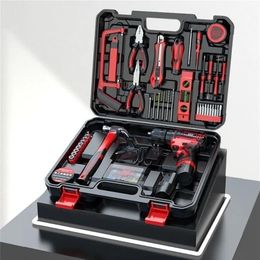 Electric Drill drill hand tool set hardware electrician maintenance multifunctional toolbox metal wall plate 220930323S