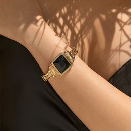 black diamond temperament bracelet, square gemstone, simple and atmospheric personality bracelet Cross border Jewellery with geometric small square design,