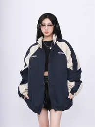 Women's Jackets HOUZHOU Vintage Windbreak Women Harajuku Patchwork Streetwear Coats For Female Hip Hop Korean Tops Casual Paired Clothes