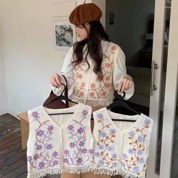 Women's Tanks Autumn Design With Crochet Embroidery V-neck Sleeveless Vest And For Knitted Layered Outerwear Cardigan To