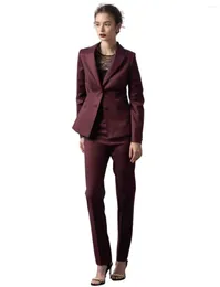 Women's Two Piece Pants Open Front Buttons Suit Two-Piece Jacket & Trousers Tuxedos Office Lady Wedding Party Dinner