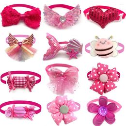 Dog Apparel 10 Pcs Rose Red Pet Bowties Small Bow Tie Grooming Puppy Cat Neckties Supplies For Accessories