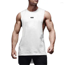 Men's Tank Tops Summer Fitness Printed Loose Workout Top Comfortable Cotton Sleeveless T-shirt Gym Clothing