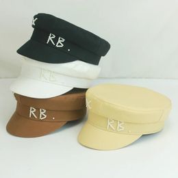 sboy Hats Luxury Women Pearls RB Letter Militray Hat Fashion Streetwear Navy Adjustable Flat Top Caps Casual Gorras Visor 231219