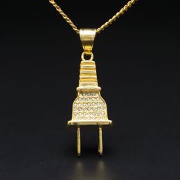 New Arrival Hip Hop Plug Pendant Necklace 18K Real Gold Color For Men Women HipHop Jewelry260H