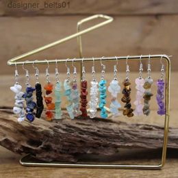 Stud Bohemia Natural Stone Gravel Tassel Earring R Crystal Fluorite Chips Charm Dangle Reiki Hook Eardrop Women Jewellery Gift QC7028C24319