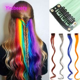 Synthetic Hair Extensions Hanging Ear Dyed Long Straight Hair High Temperature Fibre Pink Rred Blue Black