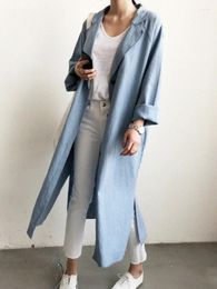 Women's Trench Coats Coat Suit Collar Single-breasted Solid Colour Long Women Fashion Elegance Leisure Womens Clothing In Outerwears