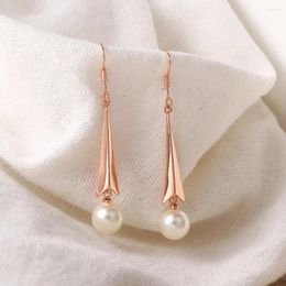 Dangle Earrings Imitation Pearls For Women Aesthetic Cute Rose Gold Colour Piercing Earing Wedding Bride Wholesale Jewellery E188