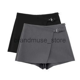 Skirts TRAF Asymmetrical Skirt Shorts for Women Workwear Skirt Pants Woman Autumn Casual Women's Shorts 2023 Street Grey Shorts Women J231219