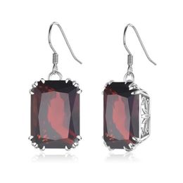 Other Solid S925 Silver Garnet Earrings Women Vintage Brincos Bizuteria Gemstone Mujer Oreja 100% 925 Jewellery Drop236x