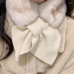 Scarves Plush Faux Otter Fur Shawl For Women Winter Warm Cross Straps Soft Neck Scarf Collar Female Apparel Accessories