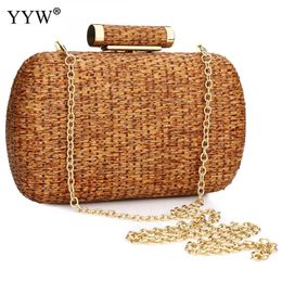 Evening Bags YYW Straw Summer Clutch Bag Fashion Women Over Shoulder purse Female Handbag Prom Party Sac Bolsa Feminina 231219