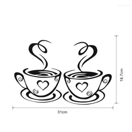 Wall Stickers Double Coffee Cups Sticker PVC Art Decals Adhesive Kitchen Room Decor STSF666