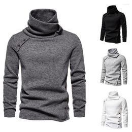 Men's Hoodies Breathable Men Top Winter Sweater High Piled Collar Knitted Sweatshirt Warm Thick Pullover For Fall Long Sleeve