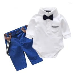 Clothing Sets Kids Boys Clothes Set Summer Children Half Sleeves Gentleman Bow Tie Shirts Bib Pant 2pcs Suits Baby