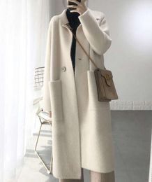 2024New style Genuine mink cashmere sweater women pure cardigan knitted jacketn winter long fur coat DC 333