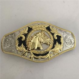 1 Pcs Cool Lace Gold Horse Head Western Cowboy Belt Buckle For Hebillas Cinturon Fit 4cm Wide Belt333h