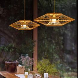 Pendant Lamps Chinese Style Bamboo Art Chandelier Pot Restaurant El Creative Lamp Homestay Bedroom Living Room Tea Hand-woven