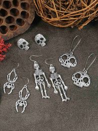 Dangle Chandelier Vintage Metal Skull Skeleton Earrings for Women Men Dangle Earrings Halloween Party Jewelry GiftsL231219