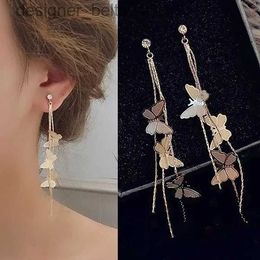 Stud Delysia King Women Tren Butterfly Tassel Pendant Earrings Versatile Elegant Temperament EardropC24319