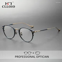 Sunglasses CLLOIO Luxury Pure Titanium Reading Glasses Men Retro Round Myopia Hyperopia Anti Blue Ray Prescription Eyewear M3112