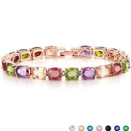 Top Sell Luxury Jewelry Sweet Cute High Quality 925 Sterling Silver Platinum Multi Color Gemstones CZ Diamond Women Wedding Bracel302G