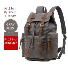 School Bags AUGUR Men's 17 inch laptop backpack computer school backpacks men's vintage canvas large capacity travel backpack school bag 231219