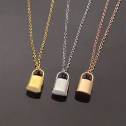 Pendants gold lock Necklace fashion silver plated letter simple heart Titanium Valentine's Day lovers chain jewelry wedding w247H