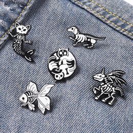 Unicorn Skull Mermaid Fish Dog Brooches European Alloy Animal Series Lapel Pins Women Geometric Punk Bags Clothes Badge Jewelry Ac255T